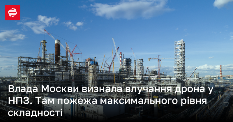 У Москві офіційно підтвердили удар дрона по нафтопереробному заводу, що спричинило пожежу найвищого рівня складності.